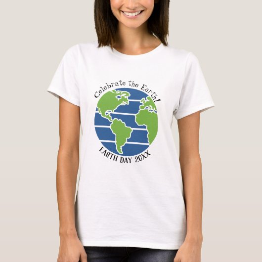 Earth Day Blue Green Wereldbol Map Planet T-shirt (Voorkant)