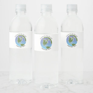 Earth Day Blue Green Wereldbol Map Planet Waterfles Etiket