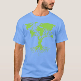 Earth Day  Cute World Map Tree Pro Environment Pla T-shirt