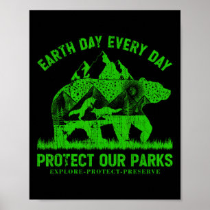 Earth Day elke dag beschermen onze parken Natuur m Poster