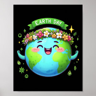 Earth Day Elke dag Retro Mannen Vrouwen Kinder N Poster