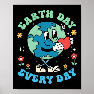 Earth Day Elke dag Schattigee planeet Happy Earth  Poster