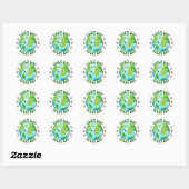 Earth Day Every Day Schattige Planet beroemd gemaa Ronde Sticker (Vel)