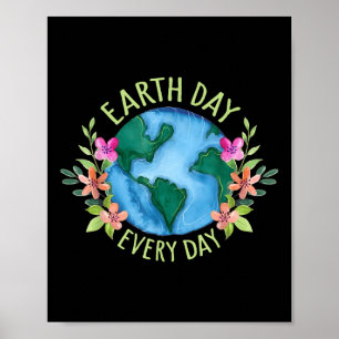 Earth Day Everyday Retro Environmental Shirt Vrouw Poster