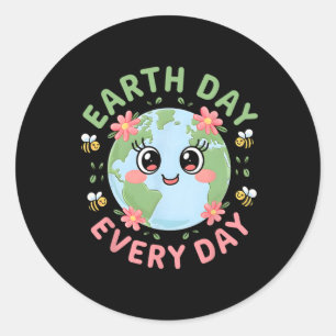 Earth Day Everyday Retro Milieuvrouwen Aarde Ronde Sticker