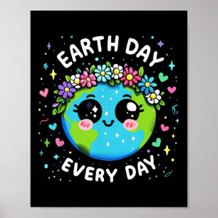 Earth Day Everyday Schattigee Planeet Gift Kinder Poster