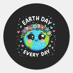 Earth Day Everyday Schattigee Planeet Gift Kinder Ronde Sticker
