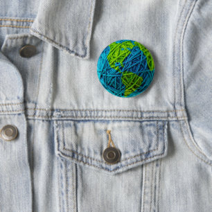 Earth Day Global Knit Crochet Hobby Ball in Yarn Ronde Button 5,7 Cm