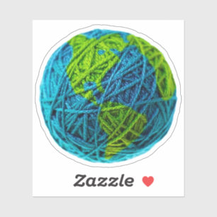 Earth Day Global Knit Crochet Hobby Ball in Yarn Sticker