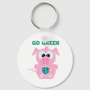 Earth Day Go Green pig Goofkins Sleutelhanger