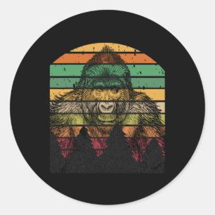 Earth Day Gorilla Mannen van de wervelkolom Vrou Ronde Sticker