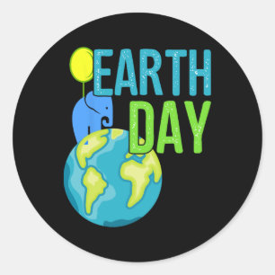 Earth Day Great Earth Day Elephant Shirt Ronde Sticker