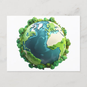 Earth Day - Groene en blauwe aarde met bomen Feestdagenkaart
