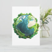 Earth Day - Groene en blauwe aarde met bomen Kaart (Staand voorkant)
