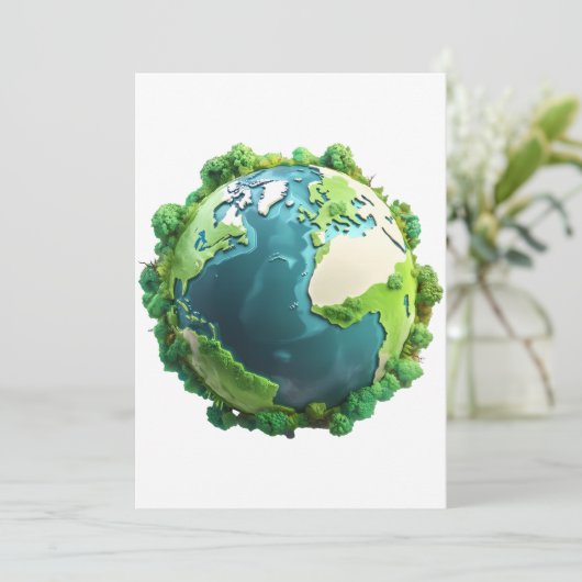 Earth Day - Groene en blauwe aarde met bomen Kaart (Staand voorkant)