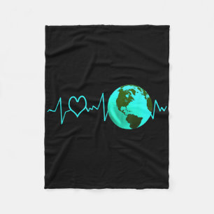 Earth Day Heartbeat Recycling Climate Change Actio Fleece Deken
