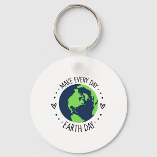 Earth Day Herstel Aarde Bloemen Kunst Red de plane Sleutelhanger