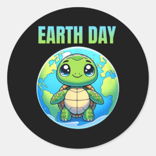 Earth Day Herstel Aardschildpad 2025 Ronde Sticker