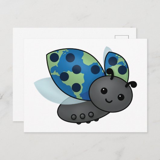 Earth Day Ladybug-Briefkaart Briefkaart (Voorkant / Achterkant)