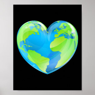 Earth Day Love Heart World Wereldbol Poster