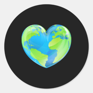 Earth Day Love Heart World Wereldbol Ronde Sticker