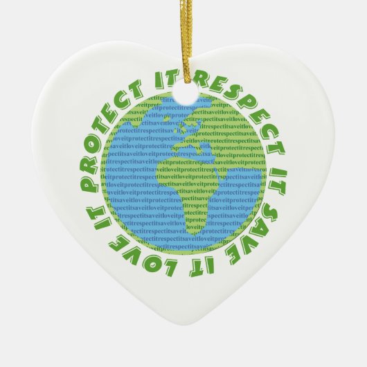 Earth Day Love Protect Respect aangepast ornament (Voorkant)