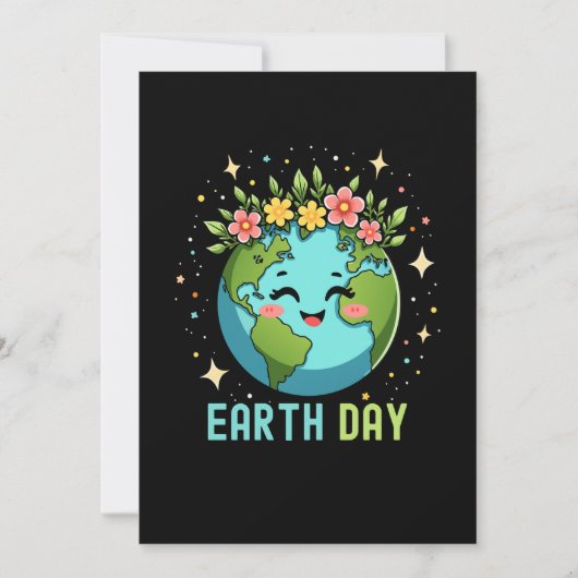 Earth Day Milieu Schattige Aarde met Bloemen Kaart (Voorkant)
