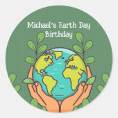 Earth Day Party Ronde Sticker (Voorkant)