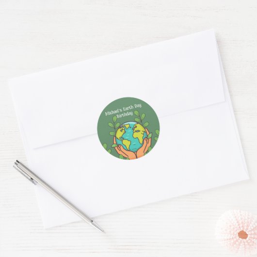 Earth Day Party Ronde Sticker (Envelop)