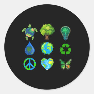 Earth Day Peace Go Plant Red waterdieren Ronde Sticker