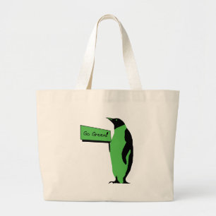Earth Day Penguin Grote Tote Bag