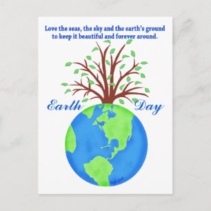Earth Day Promotion Save Love Wereldbol Planet Tre Briefkaart