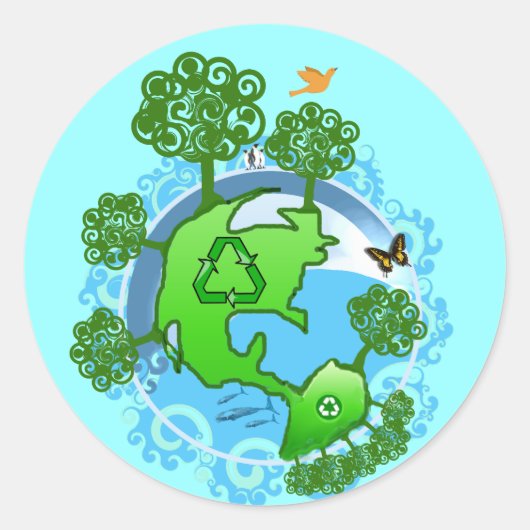 Earth Day Recyclen Sticker (Voorkant)
