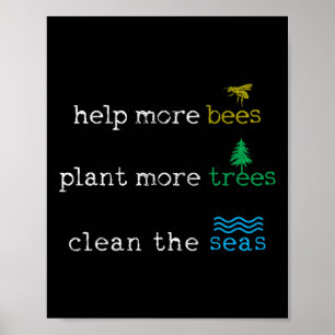 Earth Day - Red de bijen Zeeen en Plant bomen shi Poster