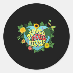 Earth Day Reduce Hergebruik Recyclen Save Planet V Ronde Sticker