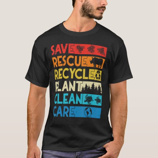 Earth Day Save Bees Rescue Animals Recycle Plastic T-shirt (Voorkant)