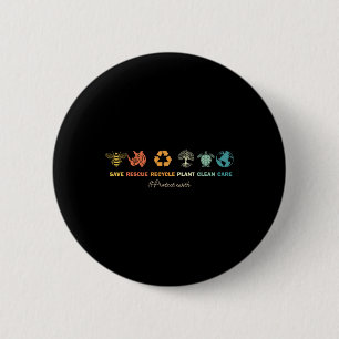 Earth Day Save bijes Rescue Animals Recyclen plast Ronde Button 5,7 Cm
