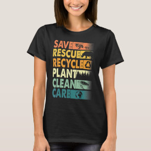 Earth Day Save bijes Rescue Animals Recyclen plast T-shirt