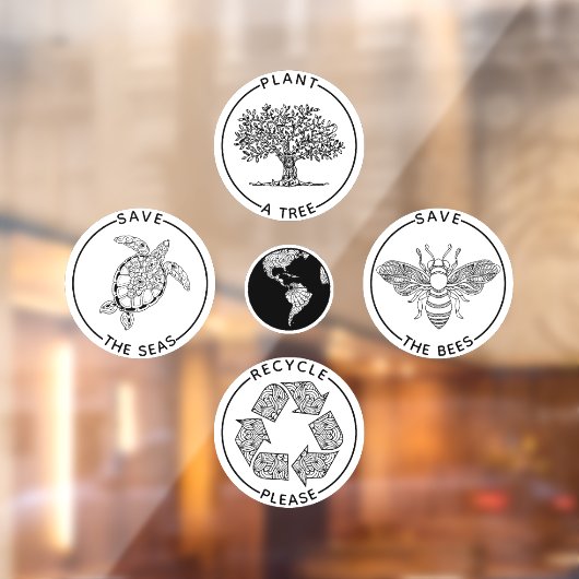 Earth Day Save the Planet Raamsticker (Vel 2)