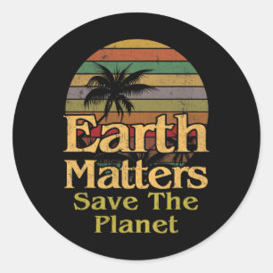 Earth Day Save the Planet Retro-cadeau Ronde Sticker