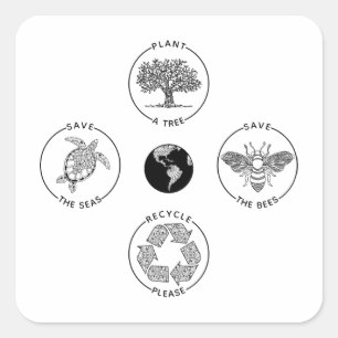 Earth Day Save the Planet Vierkante Sticker