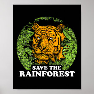 Earth Day Save the Rainforest Tiger Oerwoud Poster