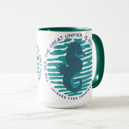 Earth Day, Seahorse en Waves, Clean the Ocean Mok (Voorkant rechts)