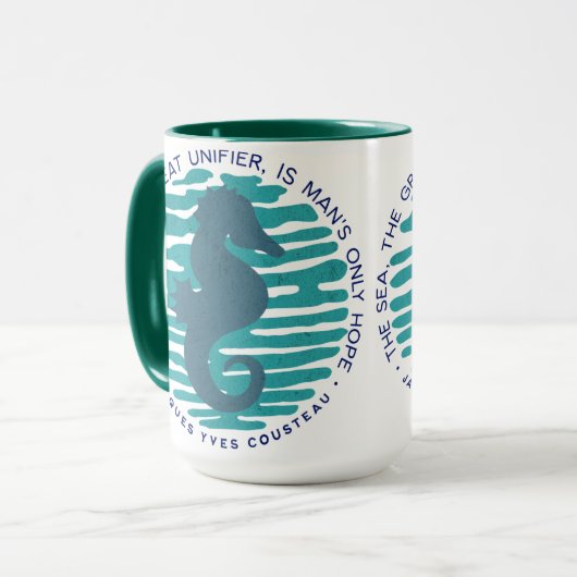 Earth Day, Seahorse en Waves, Clean the Ocean Mok (Voorkant links)