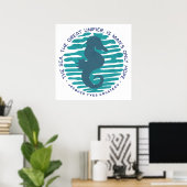 Earth Day, Seahorse en Waves, Clean the Ocean Poster (Thuiskantoor)