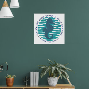 Earth Day, Seahorse en Waves, Clean the Ocean Poster