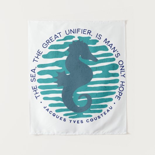 Earth Day, Seahorse en Waves, Clean the Ocean Wandkleed (Voorkant)