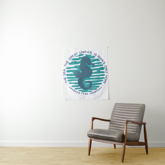 Earth Day, Seahorse en Waves, Clean the Ocean Wandkleed (In situ)