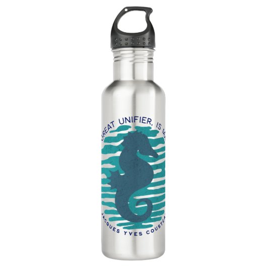 Earth Day, Seahorse en Waves, Clean the Ocean Waterfles (Voorkant)