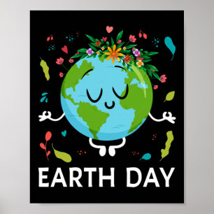 Earth Day Shirt Floral Schattigee en vredige Plane Poster